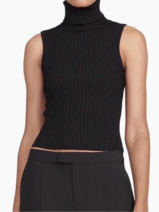 STAUD Tops - STAUD Callum Black Sleeveless Ribbed Turtleneck Tank